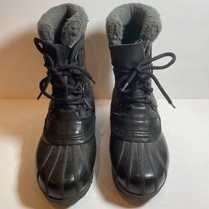 Sorel Mens Black Caribou II NL1000-010 Leather Waterproof Snow Boots Size US 6